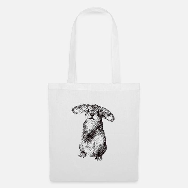 Floppy ear - bunny dark - easter bunny - Tote Bag - white