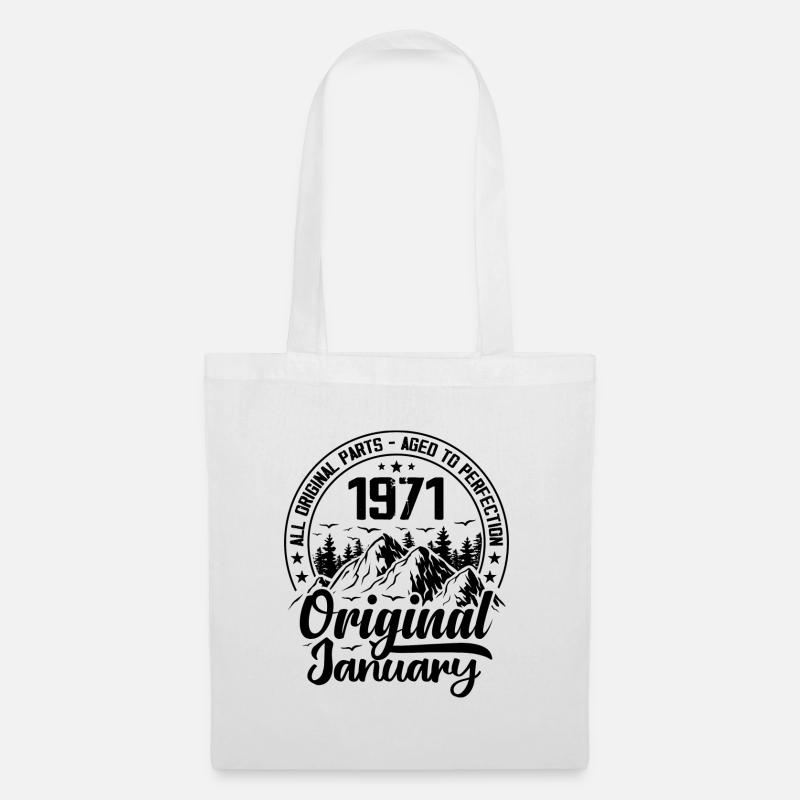 1971 Januar Original 53 Jahre altes Geburtstagsgeschenk - Stoffbeutel - Weiß