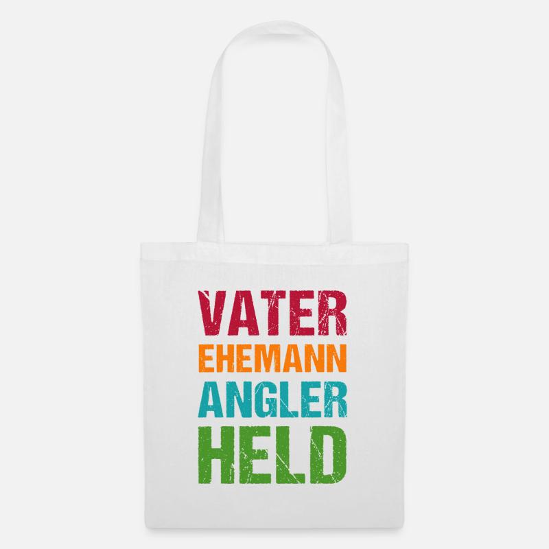 Ehemann Vater Angler Held - Stoffbeutel - Weiß