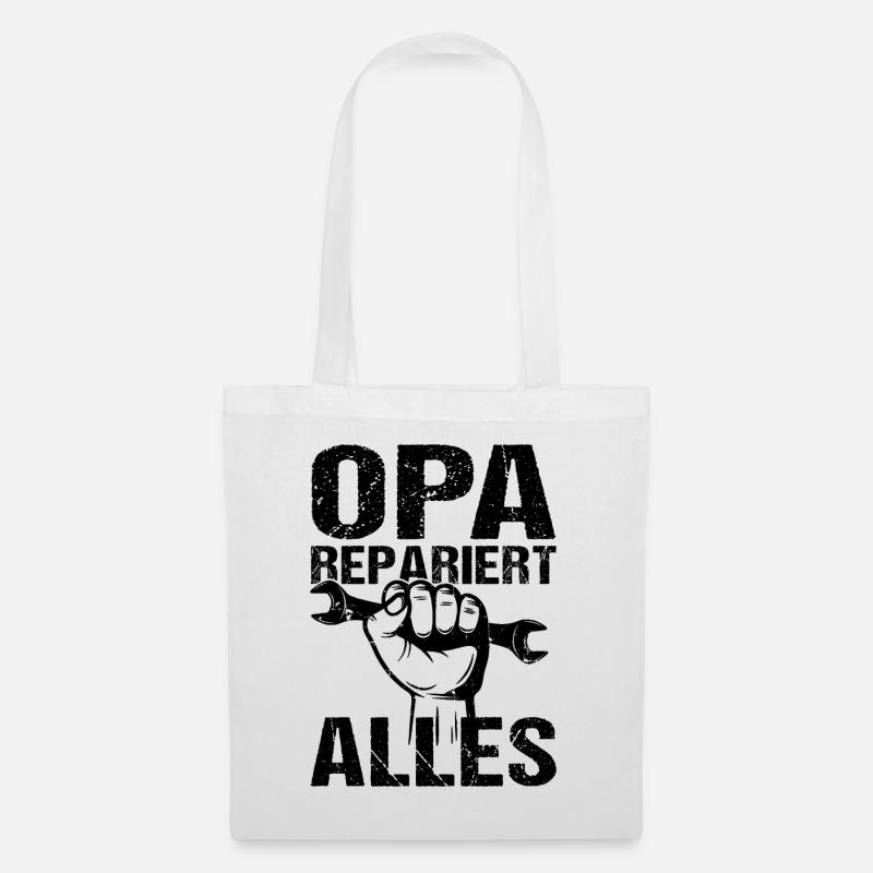 Opa repariert alles Großvater Opa - Stoffbeutel - Weiß