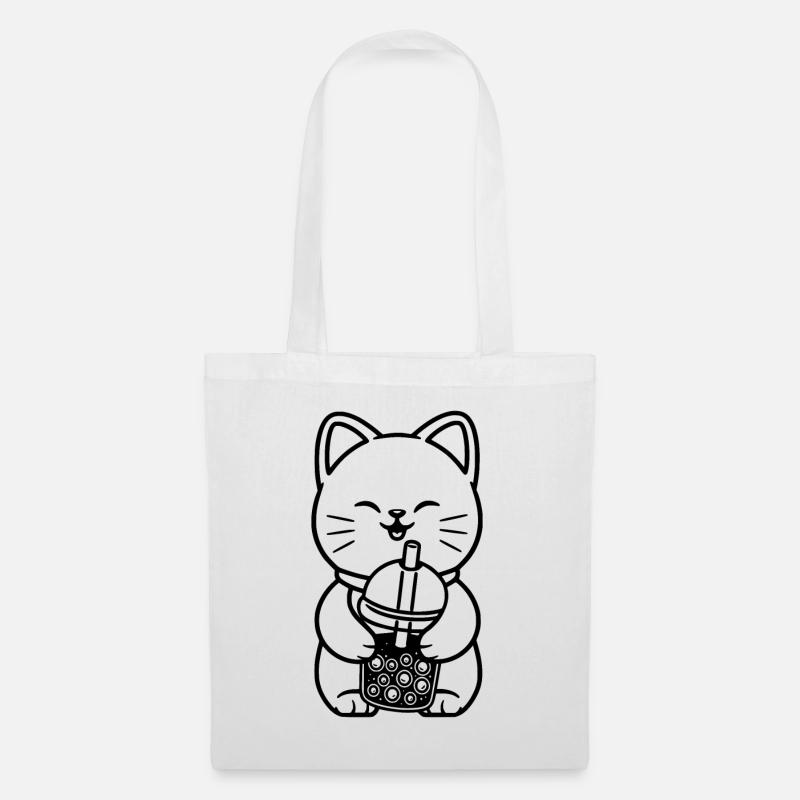 Bubble Tea Katze Mignon Boba Cat - Sac en tissu - blanc