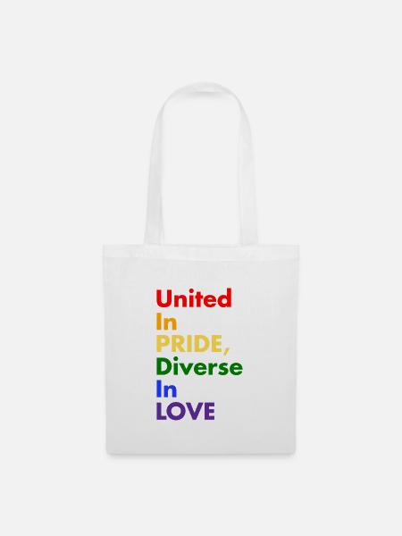 Sechs‑Wort‑Pride‑Slogan T‑Shirt - Stoffbeutel - Weiß