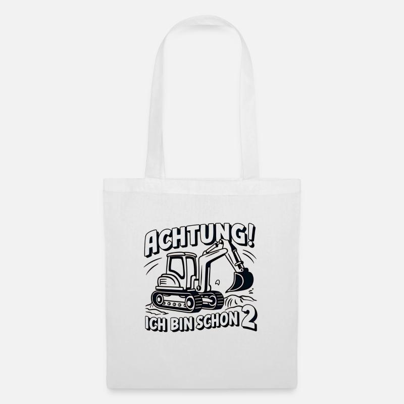 Ich bin schon 2 - Bagger - Stoffbeutel - Weiß