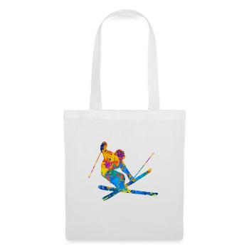 Ski Ski fahren Schi Wintersport Geschenkidee - Stoffbeutel - Weiß - Vorne