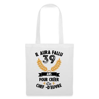 39 Ans anniversaire 39 anniversaire cadeau 39 ans - Sac en tissu - blanc - Devant