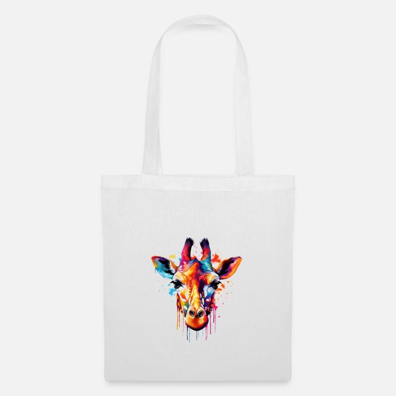 Bunte tropfende Giraffe - Stoffbeutel - Weiß