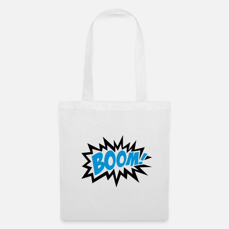 BOOM, comic, Sprechblase, cartoon, style, bang, - Stoffbeutel - Weiß