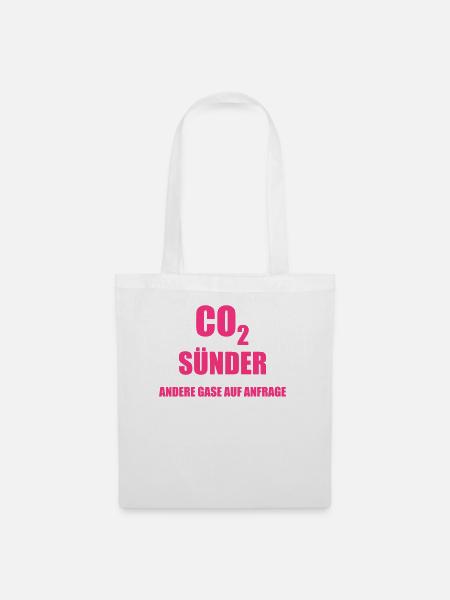 Design "CO2 Sünder .. Andere Gase auf Anfrage" - Stoffbeutel - Weiß