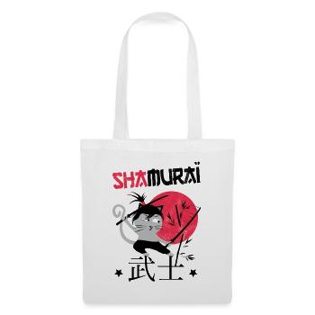 Lustige Katze, Shamuraï Lustige Katze Samurai Krieger - Stoffbeutel - Weiß - Vorne