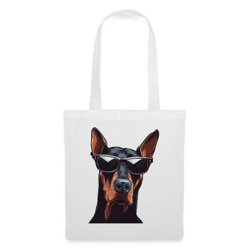 Dobermann mit Sonnenbrille - Stoffbeutel - Weiß - Vorne