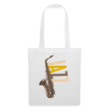 Jazz Saxophon - Stoffbeutel - Weiß - Vorne