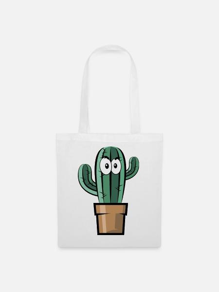 comic kaktus symbol geschenkidee comic fun cactus - Stoffbeutel - Weiß