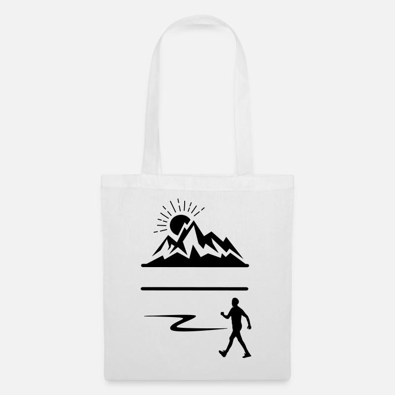 Wanderer Mann Berge Banner - Stoffbeutel - Weiß