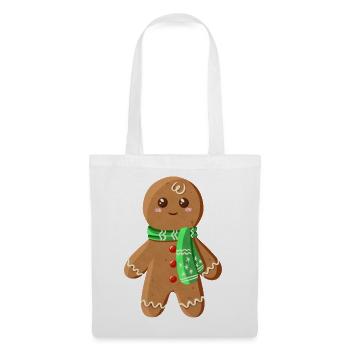 Mignon bonhomme en pain d’épice - Sac en tissu - blanc - Devant