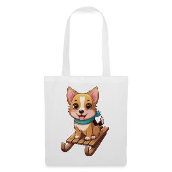 Funny dog with sled - Tote Bag - white - Front