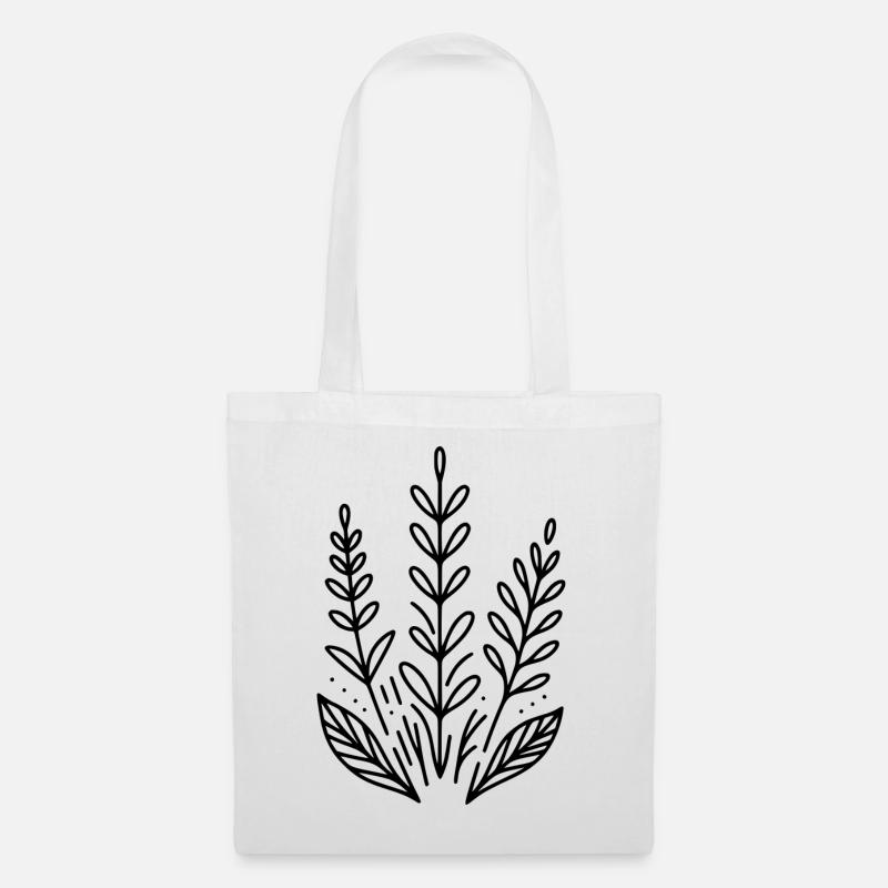 Minimalistisches Design - Pflanzen - Stoffbeutel - Weiß