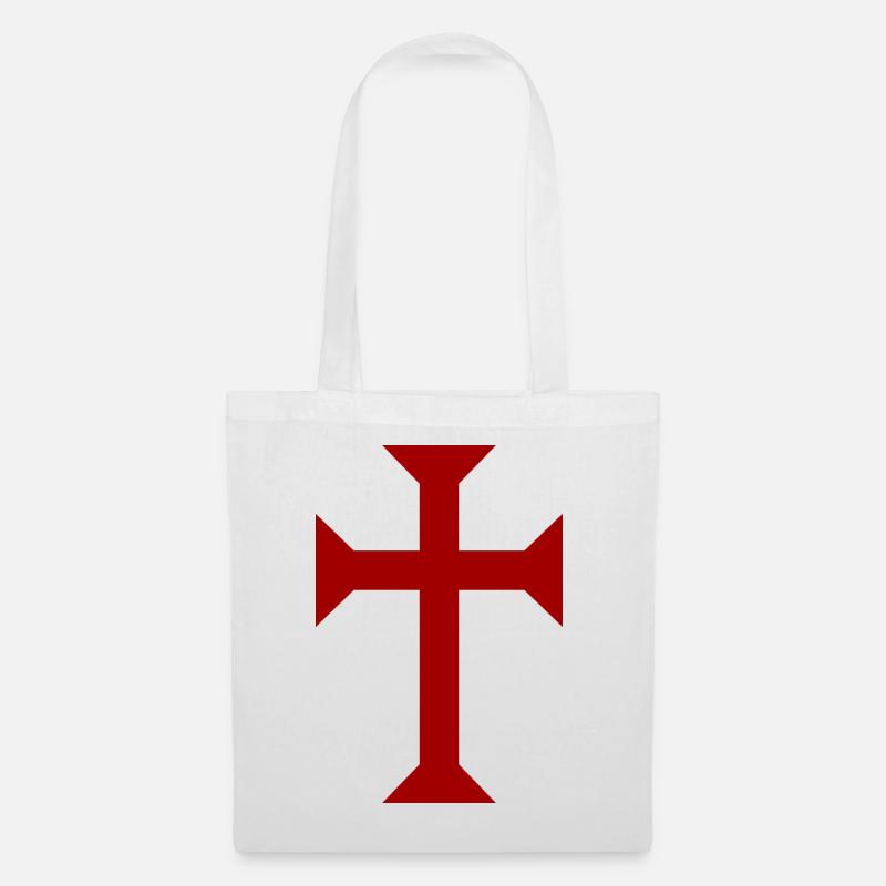Red Templar Cross - Tote Bag - white
