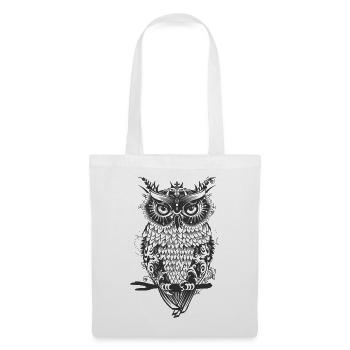 Mystical Ornamental Owl – Dark & Detailed - Tote Bag - white - Front