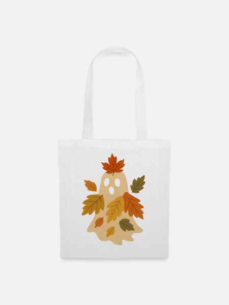 Herbstgeist mit Blättern - Stoffbeutel - Weiß