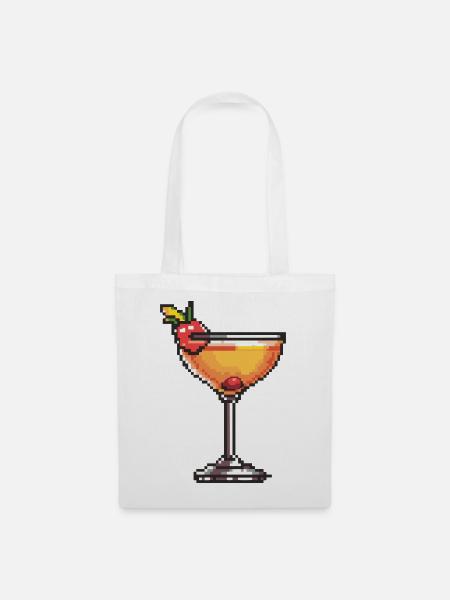 Pixel Cocktail Illustration - Stoffbeutel - Weiß