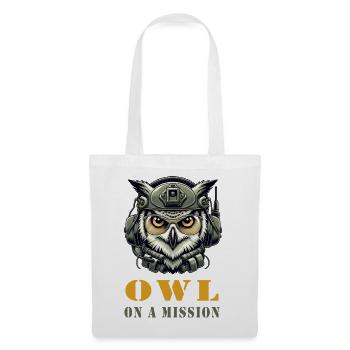 Hibou en mission - Sac en tissu - blanc - Devant