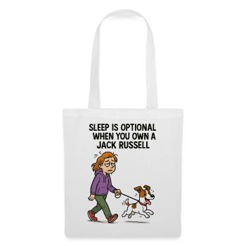 Propriétaire de chien fatigué & bande dessinée Jack Russell - Sac en tissu - blanc - Devant