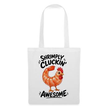 Henne mit Shrimps Lustiges Cartoon Motiv - Stoffbeutel - Weiß - Vorne