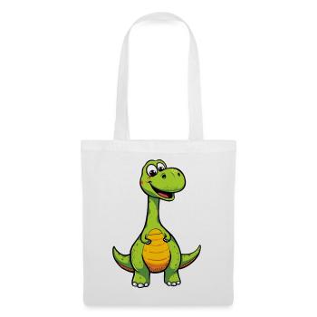Cheerful dinosaur with orange belly - Tote Bag - white - Front