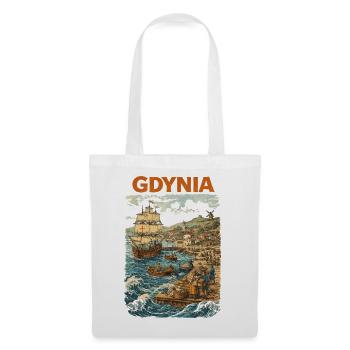 Gdynia 1800 Vintage Grafik – Historischer Print - Stoffbeutel - Weiß - Vorne