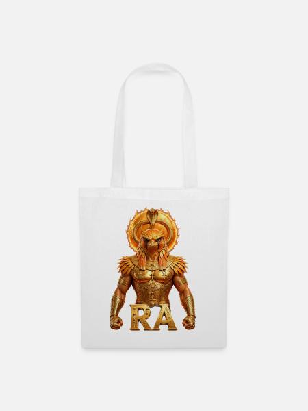 Ra - Ägyptischer Sonnengott | Goldener Falken - Stoffbeutel - Weiß
