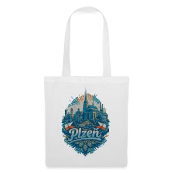 Plzeň Skyline – Stolz & Heimat Pilsen Design - Stoffbeutel - Weiß - Vorne