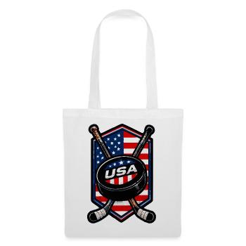 USA Eishockey Flaggen Schild - Stoffbeutel - Weiß - Vorne