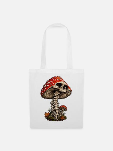 Pilz Totenkopf Gothic Design - Stoffbeutel - Weiß