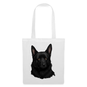 Schwarzer Schäferhund Kopf Portrait - Stoffbeutel - Weiß - Vorne