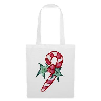 Candy Cane Holly Festliches Thema - Stoffbeutel - Weiß - Vorne