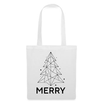 MERRY Chrismas - Weihnachtsbaum Minimalistisch - Stoffbeutel - Weiß - Vorne