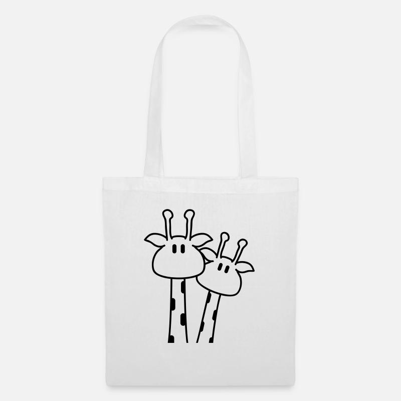 2 süße Paar Giraffen lieben sich Giraffe Pärchen - Stoffbeutel - Weiß