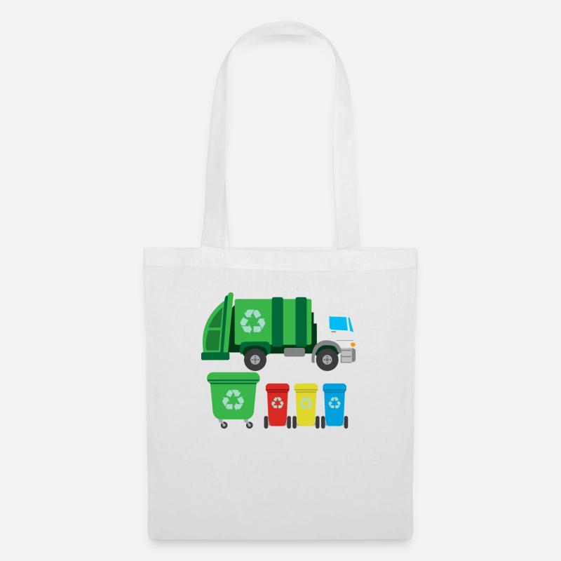 Müllwagen Zur Müllabfuhr Recycling I Geschenkidee - Stoffbeutel - Weiß