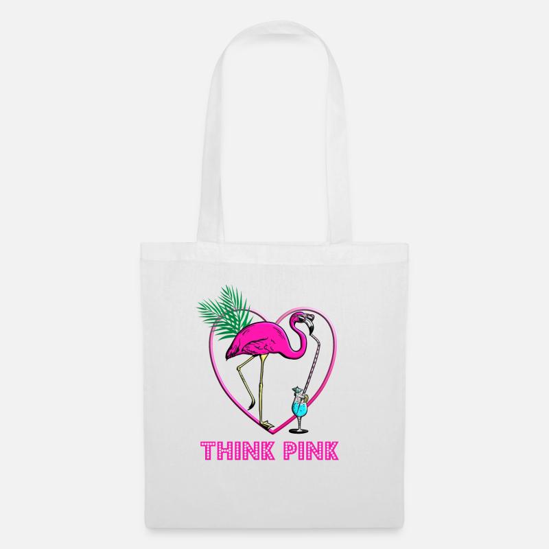 Flamingo - Think Pink - Stoffbeutel - Weiß
