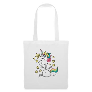 Einhorn niedlich Unicorn Glitzer Feenstaub - Stoffbeutel - Weiß - Vorne