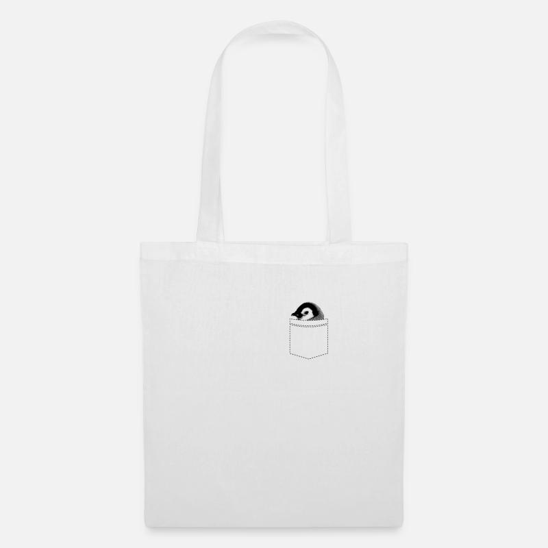 Pinguin vesteckt sich in der Tasche - Stoffbeutel - Weiß