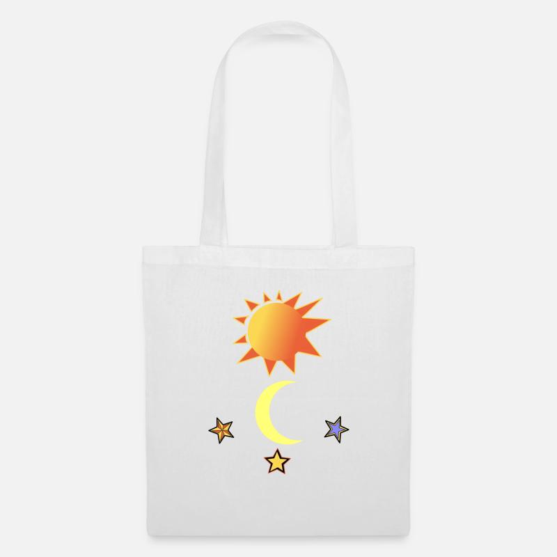 Sonne Mond und Sterne - Stoffbeutel - Weiß