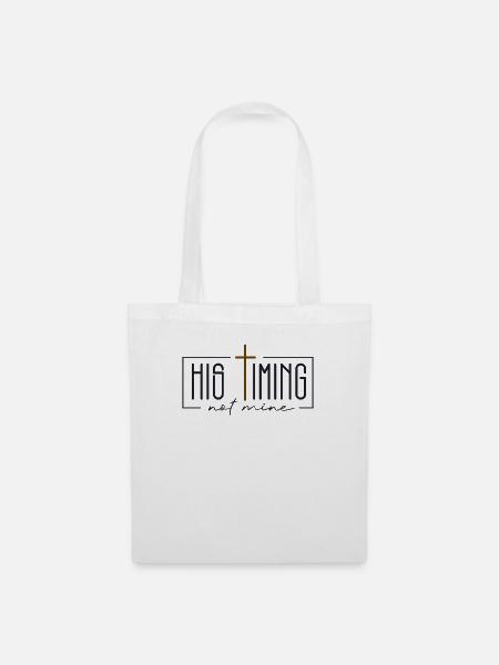 Christliches Geschenk - Sein Timing ist nicht mein - Stoffbeutel - Weiß