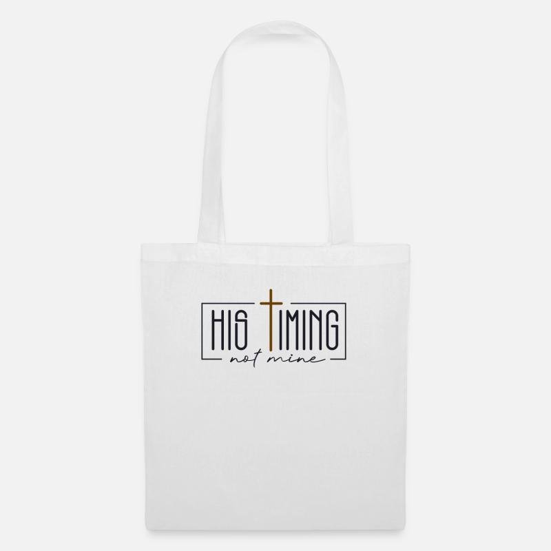 Don chrétien - Son timing n'est pas le mien - Sac en tissu - blanc