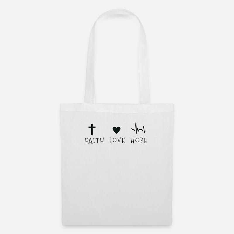 Christlich - Glaube - Liebe - Hoffnung - Stoffbeutel - Weiß
