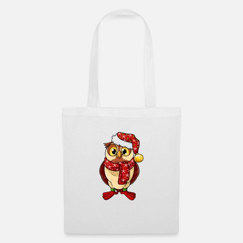 Weihnachtseule Weihnachten Eule Uhu Vogel Advent - Stoffbeutel - Weiß