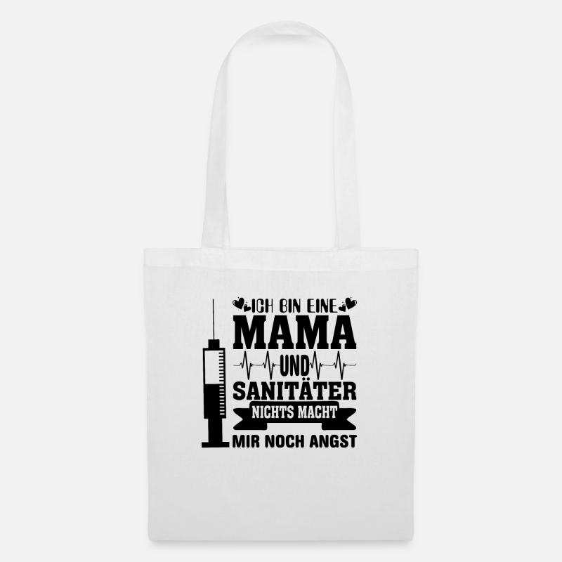 Sanitäter Frau Mama Mutter Sani Geschenk Spruch - Stoffbeutel - Weiß