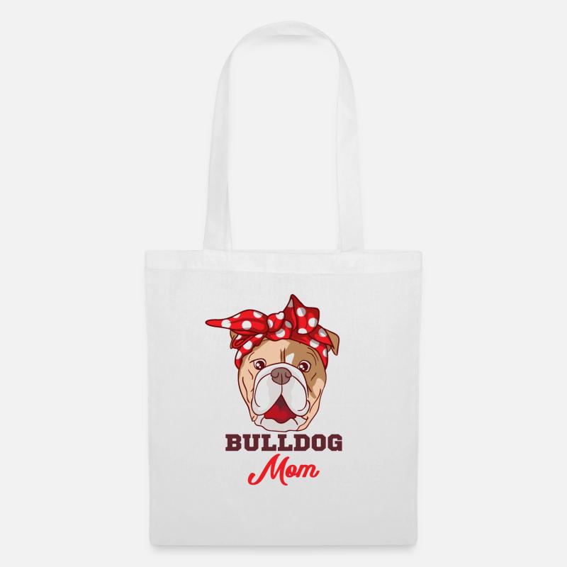 Englische Bulldoggen Mama Muttertagsgeschenk - Stoffbeutel - Weiß