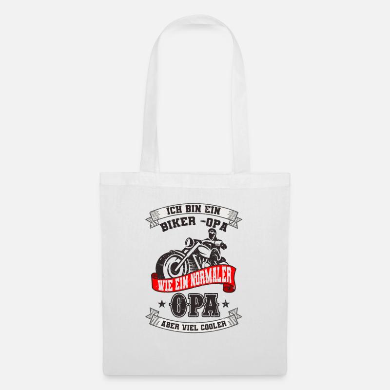 Biker Opa - Stoffbeutel - Weiß