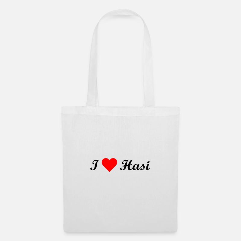 "I love Hasi" Spruch - Stoffbeutel - Weiß